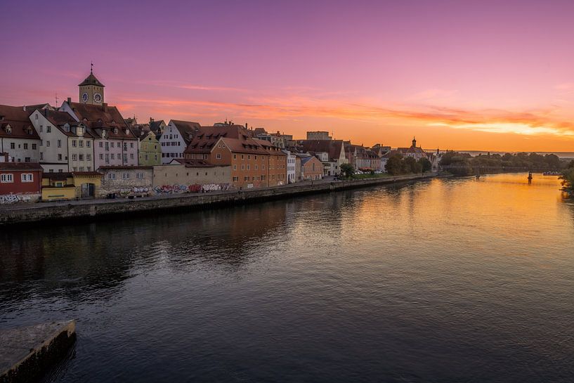 Sunset on the banks of the Danube in Regensburg by ManfredFotos