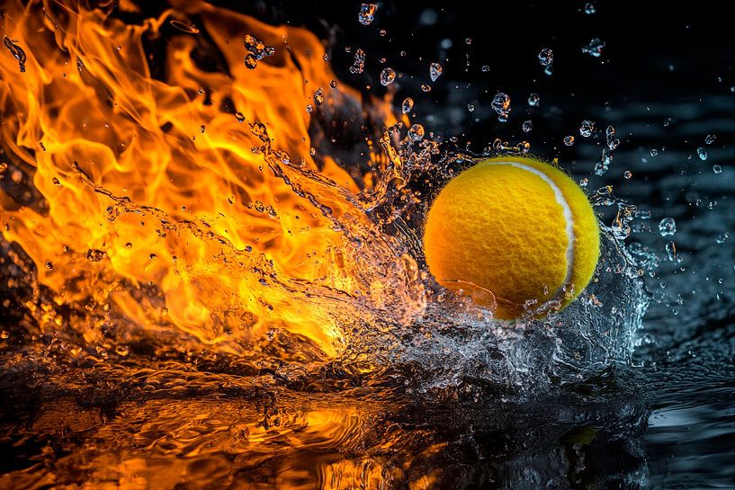 Balle de tennis en feu et en eau par Poster Art Shop