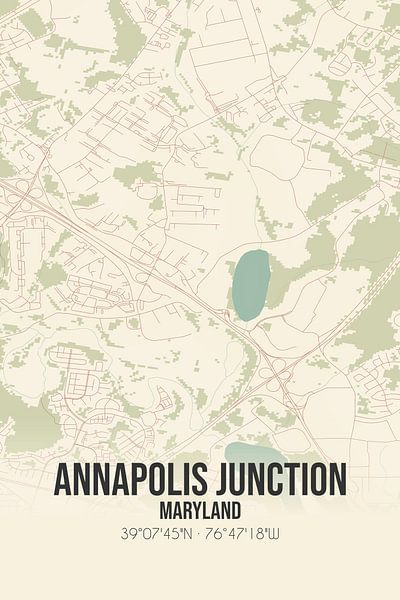 Alte Karte von Annapolis Junction (Maryland), USA. von Ortsdrucke