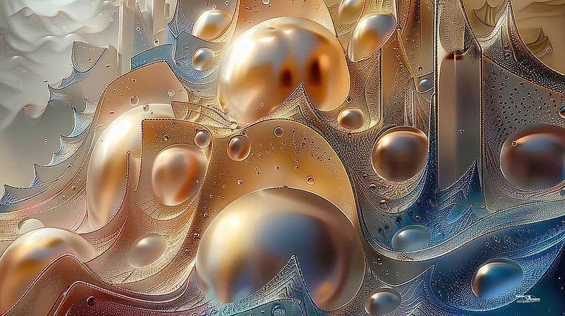 formes magiques en bleu-or-argent-rose par Gelissen Artworks