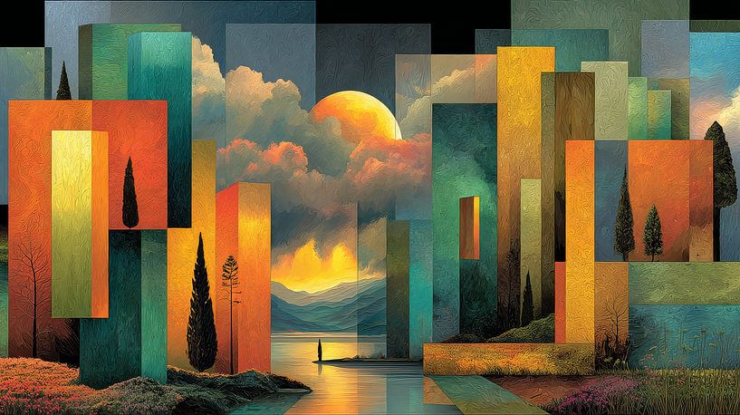 abstracte kunst met kleur landschap van Egon Zitter