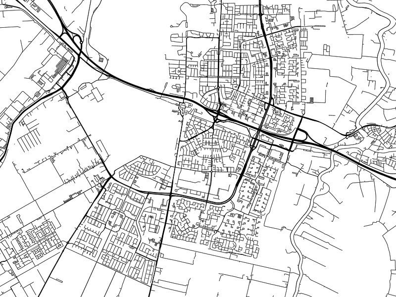 Karte von Amstelveen in Schwarz ud Weiss von De Kaartenwinkel