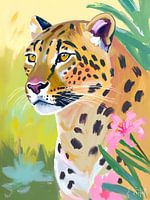 Verträumter Leopard im tropischen Grün