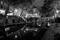 Oudegracht in Utrecht mit Gaardbrug, SCHWARZ-WEISS