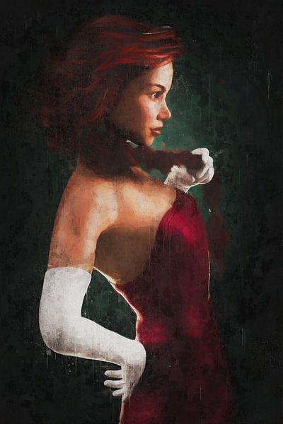 Red Painted Portrait by Arjen Roos