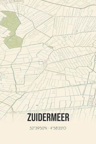 Vieille carte de Zuidermeer (Hollande du Nord) par Affiches de lieux