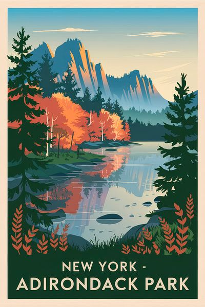Adirondack Park, New York by Poster Art Shop