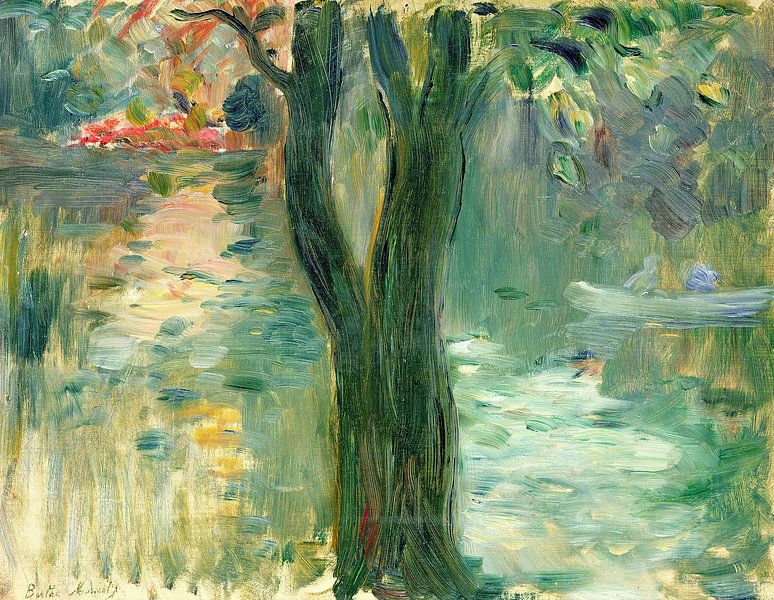 Berthe Morisot,Sonnenuntergang über dem See Bois de Boulogne von finemasterpiece