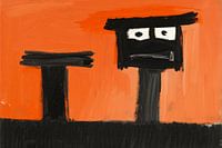 Abstract Portrait on Orange Background