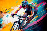 Impressionist painting with cyclists. Part 6