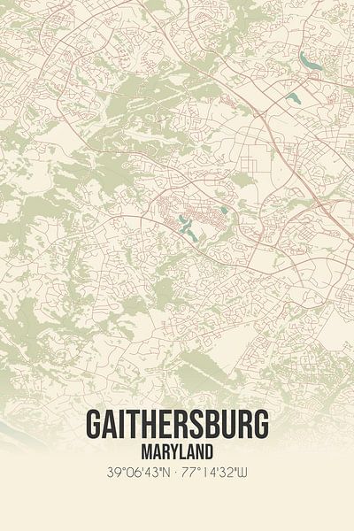 Alte Karte von Gaithersburg (Maryland), USA. von Ortsdrucke
