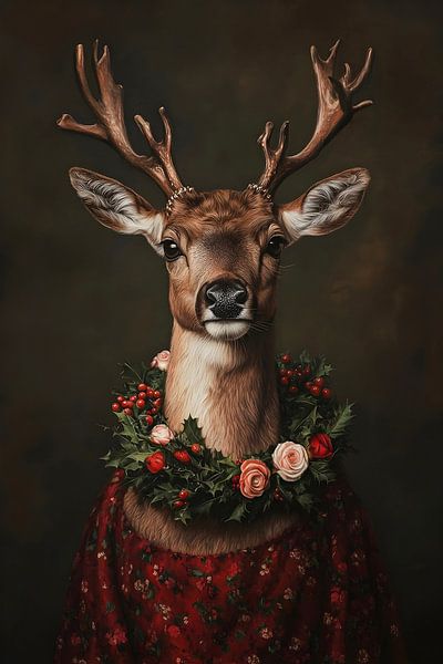 Portrait de Noël chic d'un cerf par But First Framing