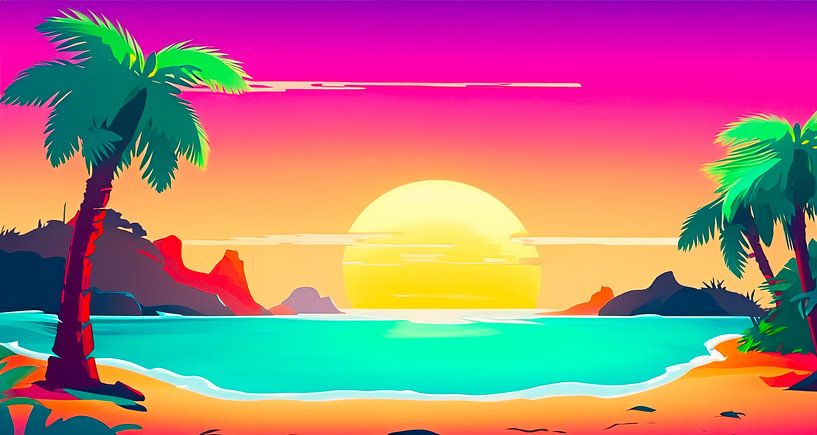 Sunset on the beach by Mustafa Kurnaz