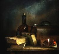 Stilleven met boeken. Gestileerde foto.