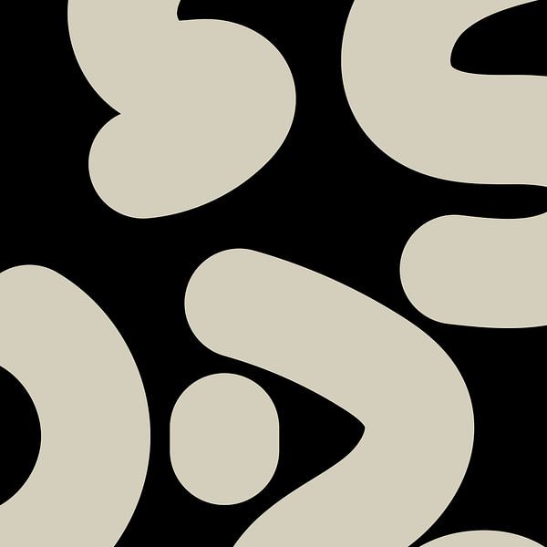Boho Abstract Shapes. Weiß auf Schwarz Nr. 9 von Dina Dankers