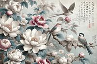 Douceur de la nature : fleurs et oiseaux en harmonie