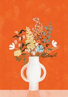 Fleurs dans un vase, rouge