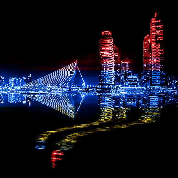 Rotterdam schwarz, rot, blau und gelb von Ton de Koning