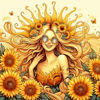 Girl with sunflowers