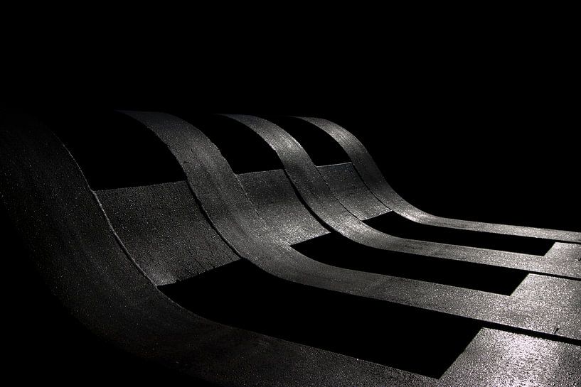 Stahlwerks-Eisenbahnwagen - Zusammenfassung - Schwarz-Weiß von Frens van der Sluis