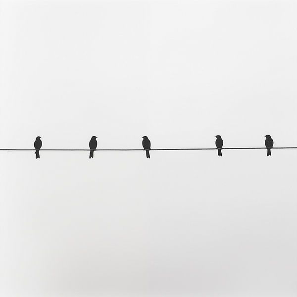 Vögel auf einem Kabel Minimalismus von TheXclusive Art