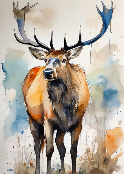 Aquarelle de l'élan par MIROKKU