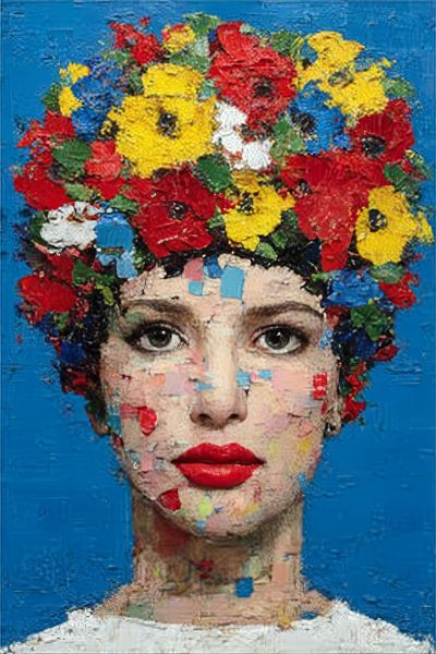 Malerei Frau mit Blumen von Egon Zitter