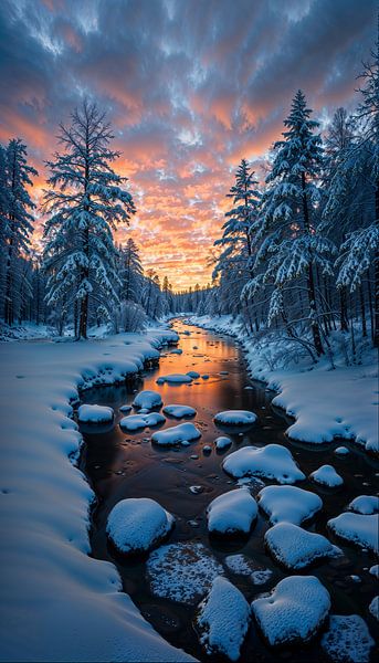 Winterliches Abendlicht: Magie im Schnee von Retrotimes