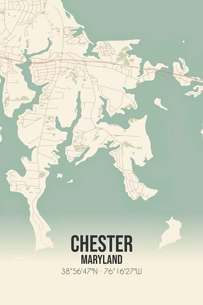 Carte ancienne de Chester (Maryland), USA. par Affiches de lieux