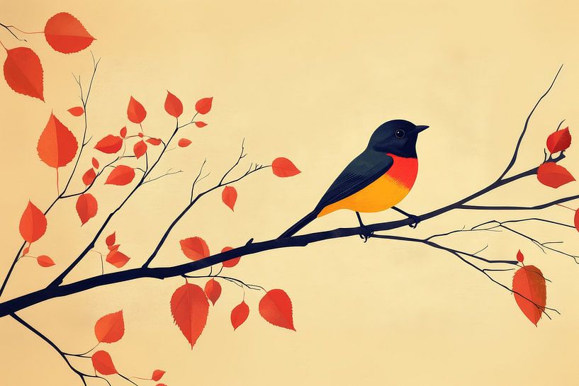 Vogelrast in herbstlicher Harmonie von Eva Lee