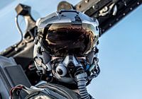 Nahaufnahme des JHMCS-Helms eines F-16-Piloten