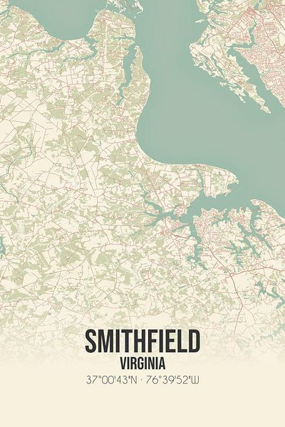 Carte ancienne de Smithfield (Virginie), USA. par Affiches de lieux