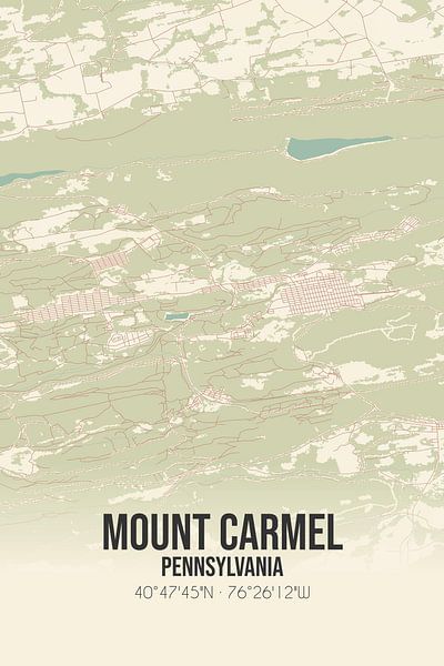 Alte Karte von Mount Carmel (Pennsylvania), USA. von Ortsdrucke