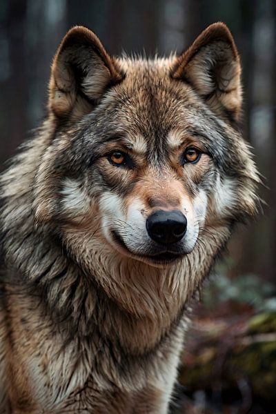 Detailliertes realistisches Porträt eines Wolfes von Art & Soul Creations
