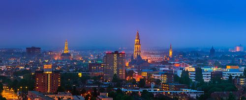 Panorama van de skyline van de stad Groningen van Henk Meijer Photography