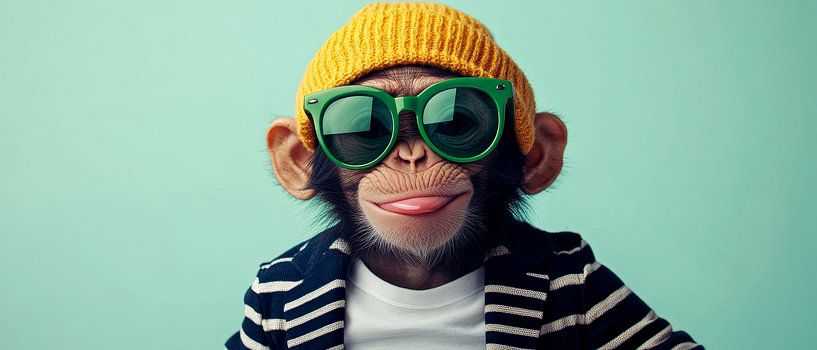 Stylischer Affe mit Sonnenbrille und Mütze von Poster Art Shop