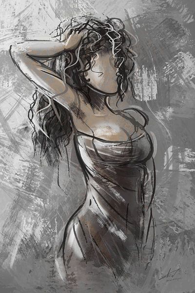 Oeuvre d'art numérique - femme avec une robe par Emiel de Lange