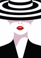 Zeitlose Eleganz - Dame mit gestreiftem Hut