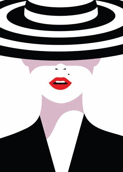 Zeitlose Eleganz - Dame mit gestreiftem Hut von darrent Mark