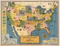 Vereinigte Staaten von Amerika, alte Karte