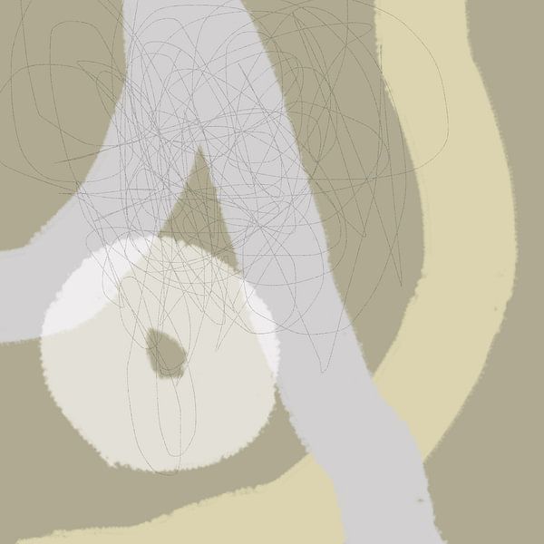 Abstracte pastelkunst in Wild Wonder kleuren in beige, bruin en grijs van Dina Dankers