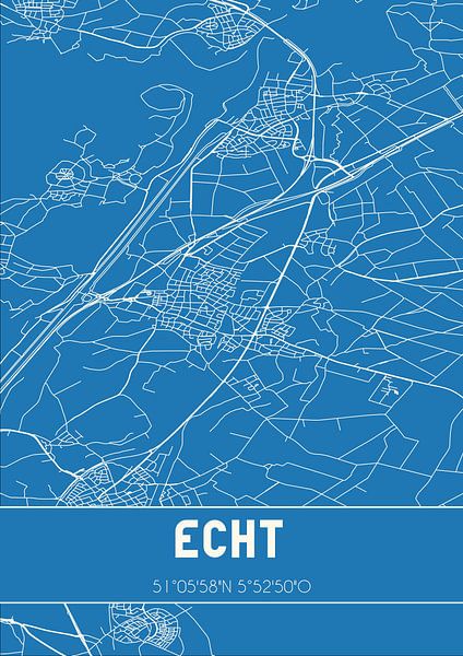Blaupause | Karte | Echt (Limburg) von Ortsdrucke