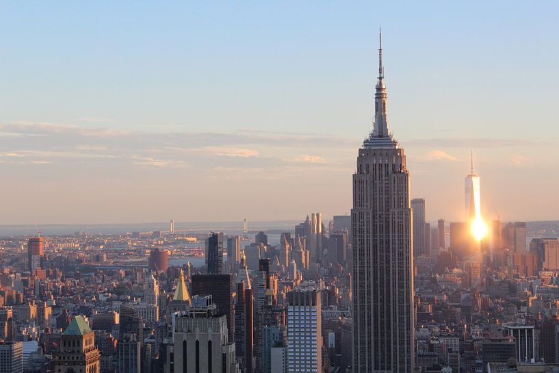 Vue De New York Pendant Le Coucher Du Soleil Y Compris One World Et Empire State Building Sur Remco Phillipson