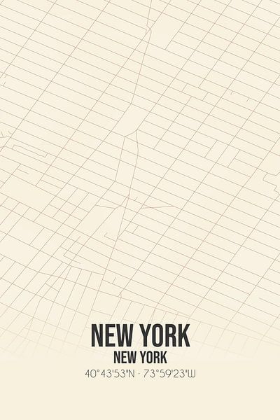 Vieille carte de New York (New York), USA. par Affiches de lieux