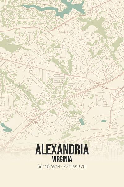Alte Karte von Alexandria (Virginia), USA. von Ortsdrucke