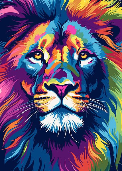Lion Wild Nature WPAP Color Style by Mason Scott