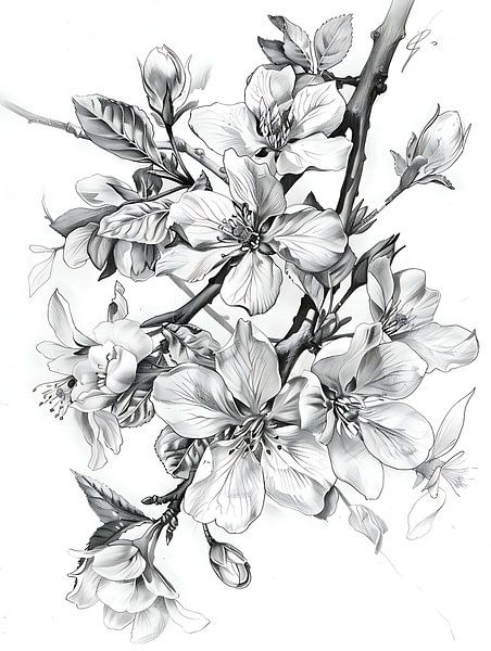 black-and-white flowers by PixelPrestige