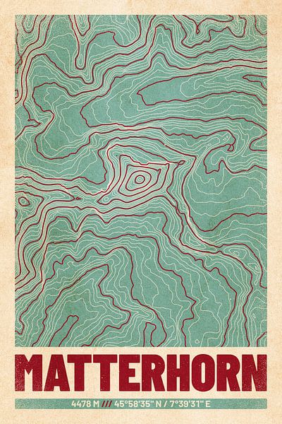 Matterhorn | Topographie de la carte (Rétro) par ViaMapia