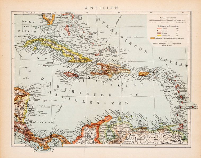 Carte des Antilles vers 1900 par Studio Wunderkammer