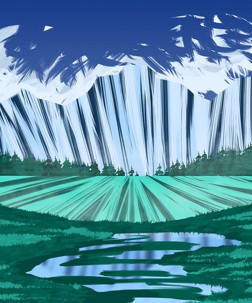 Berg mit Natur des Landes von Saffiera Devi